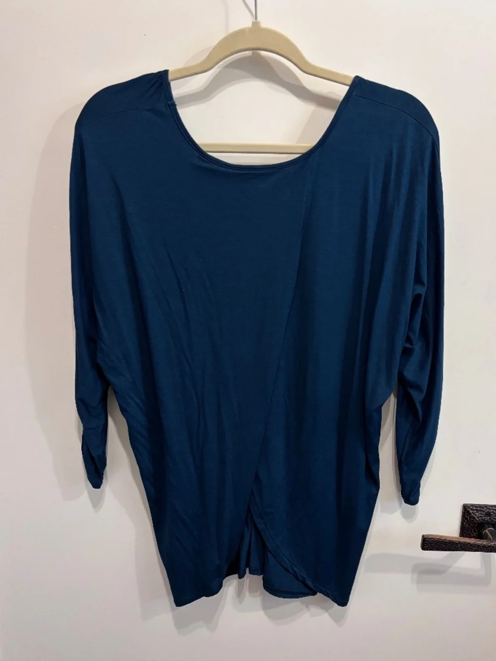 Three Dots Marine Blue Split Back Top-Size S - Picture 2 of 3